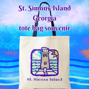 St Simons Island GA fyr och Ocean Vinkarare Tygkasse