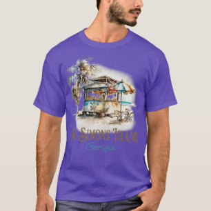 St Simons Island GA Tiki Pub Beach Watercolor Desi T Shirt