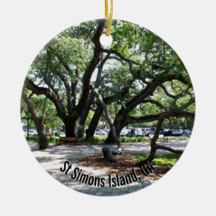 St Simons Island GA Wandering Oak Photo Julgransprydnad Keramik