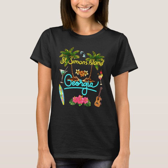 St Simons Island Georgia Beach Summer Sol Set Hand T Shirt (Framsida)