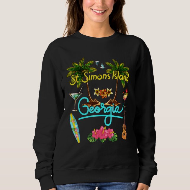 St Simons Island Georgia Beach Summer Sol Set Hand T Shirt (Framsida)