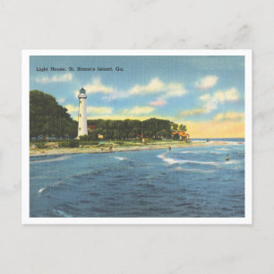St. Simon's Island Georgia Vintage Lighthouse Vykort