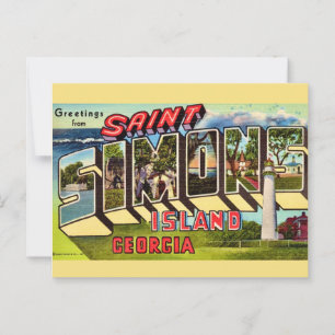 St Simons Island Retro Vykort