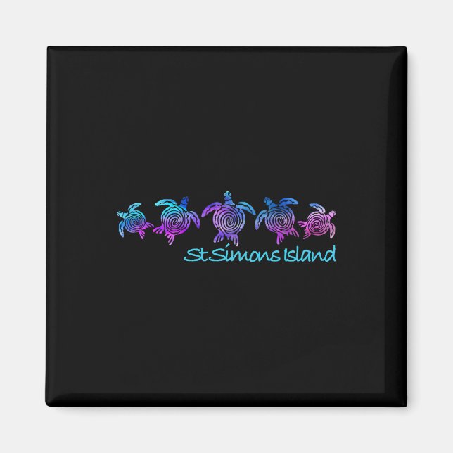 St. Simons Island Strand Design Tribal Sköldpadda  Magnet (Framsidan)