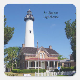St. Simons Lighthouse-dekal Fyrkantigt Klistermärke