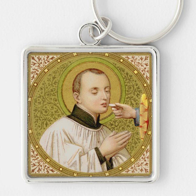 St. Stanislaus Kostka (SNV 25) Fyrkantig Silverfärgad Nyckelring (Framsidan)