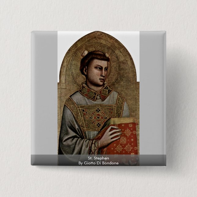 St Stephen av Giotto Di Bondone Knapp (Framsida)