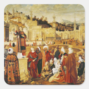 St. Stephen Preaching Fyrkantigt Klistermärke