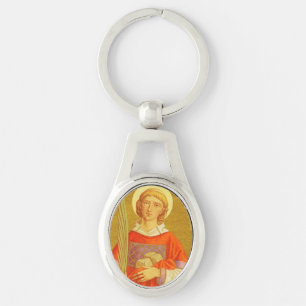 St. Stephen ProtoMartyr (PM 08) Oval Metall Ovalt Silverfärgad Nyckelring