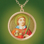 St. Stephen ProtoMartyr (SNV 26) Guldpläterat Halsband<br><div class="desc">Image Source (SNV 26): Antique image of St. Stephen the ProtoMartyr from a late 1800-TAL chromoxyloGraph devotional print,  publicerad av St. Norbertus Verlag,  Wien,  Österrike,  i designerns samling av religiösa ephemera.   Feast: 26 december</div>