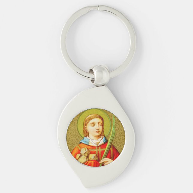 St. Stephen ProtoMartyr (SNV 26) Swirl Silverfärgad Nyckelring (Framsidan)