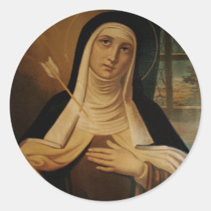St Teresa av Avila den Carmelite nunnapilen Runt Klistermärke