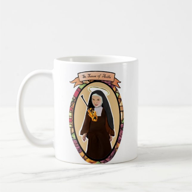 St Teresa av den Avilla symbolsmuggen Kaffemugg (Vänster)