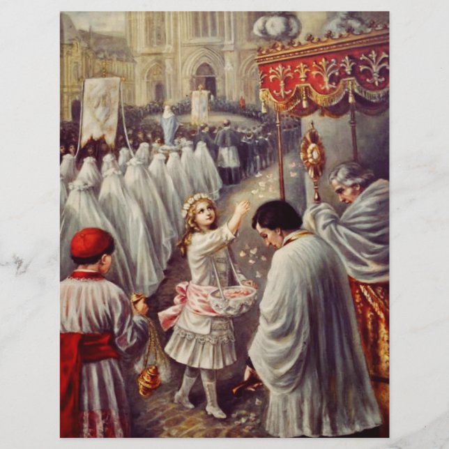 St. Teresa kastar blommor till den välsignade Sacr Reklamblad (Framsidan)