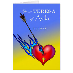 St. Teresa of Avila Feast Day, Heart and Arrow Hälsningskort