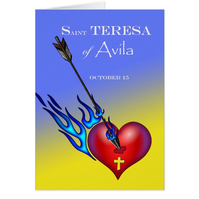 St. Teresa of Avila Feast Day, Heart and Arrow Hälsningskort (Framsidan)