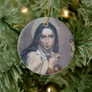 St. Teresa of Avila (M 008) Circular Julgransprydnad Keramik