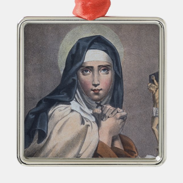 St. Teresa of Avila (M 008) Square Julgransprydnad Metall (Framsidan)