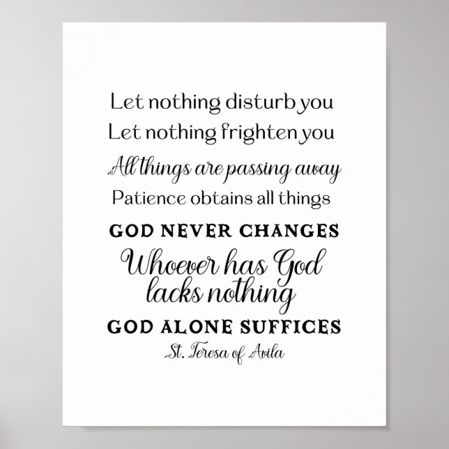 St. Teresa of Avila Quote Art Poster Skriv ut (Framsidan)