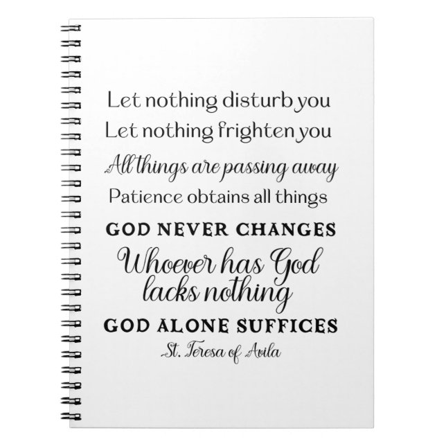 St. Teresa of Avila Quote Spiral Notebook Anteckningsbok (Framsidan)