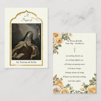 St. Teresa of Avila Roman Catholic Prayer Card Placeringskort