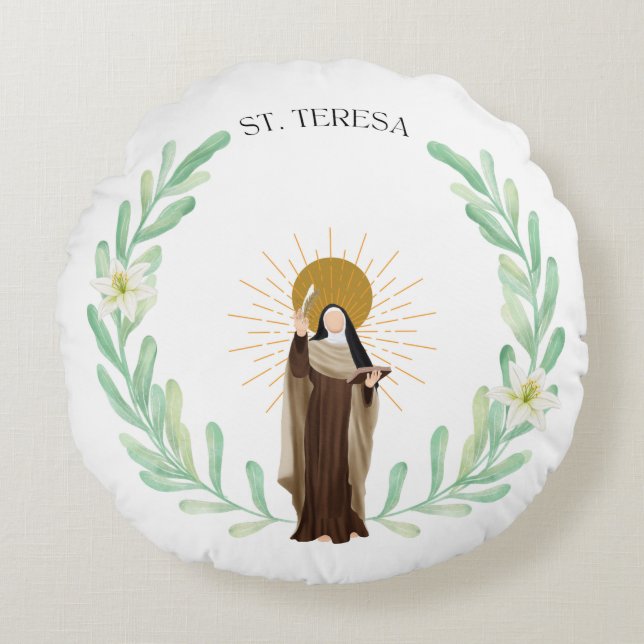 St. Teresa of Avila Round Pillow Rund Kudde (Framsidan)