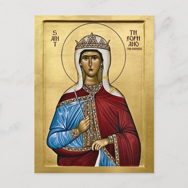 St. Theofano the Wonderworker Queen Icon           Vykort (Framsida)