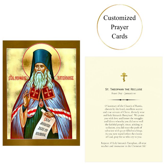 St. Theophan, Recluse Orthodox Prayer Card Placeringskort (Skapare uppladdad)