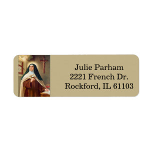 St Theresa Teresa av Avila Returadress Etikett