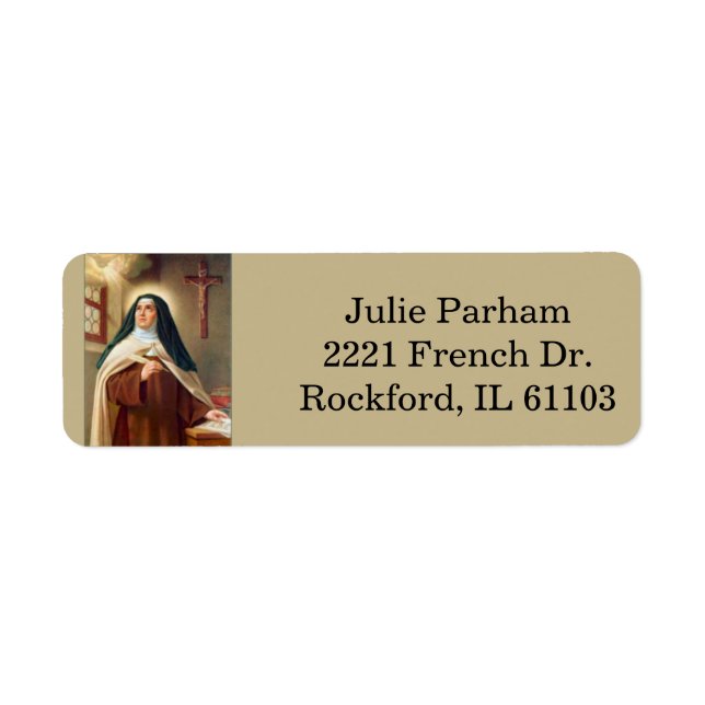 St. Theresa Teresa of Avila Returadress Etikett (Framsidan)