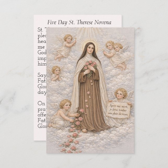 St. Therese 5 Day Novena Prayer Catholic (Fram/baksida)