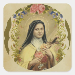 St. Therese av den barnJesus lite blomman Fyrkantigt Klistermärke
