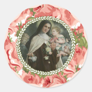 St. Therese av den barnJesus lite blomman Runt Klistermärke