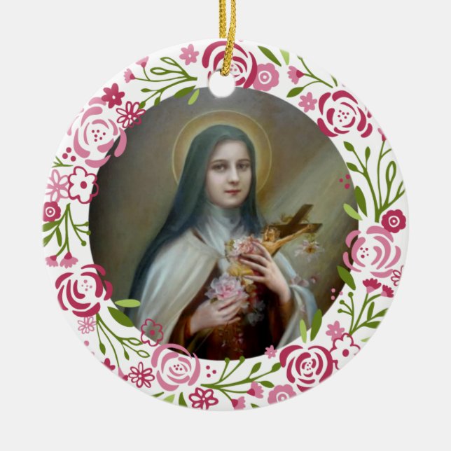 St. Therese av den begynna Jesus rocrucifixen Julgransprydnad Keramik (Framsidan)