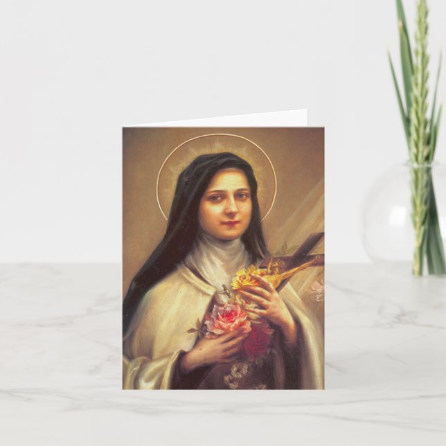 St. Therese av den Lisieux blomman noterar lite Kort (Framsida)