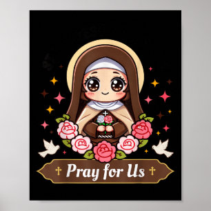 St Therese av Lisieux Be för Oss Katolska Rosor F Poster
