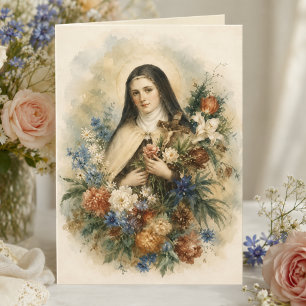 St. Thérèse av Lisieux Vildblomsbukett Uppmuntran Kort