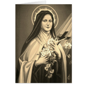 St. Therese av sepiaen för barnJesus lite blomma OBS Kort