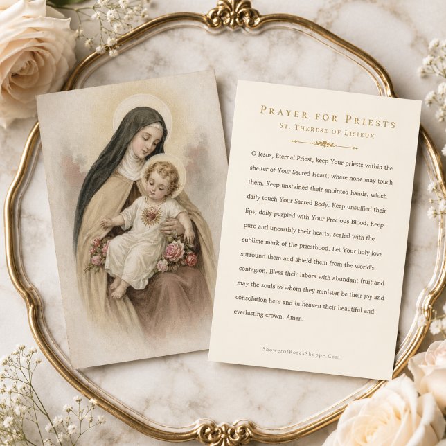 St Therese-bön för präster katolsk helkort Visitkort (Skapare uppladdad)