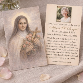 St. Therese Catholic Funeral Memorial Holy Card - Visitkort
