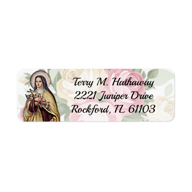 St. Therese Catholique Religiösa Ro Carmelite Returadress Etikett (Framsidan)