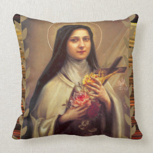 St. Therese den lilla blomman rosor krucifix Kudde