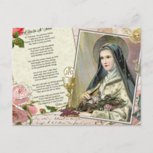 St. Therese Dikt Vintage Catholic Rosary Collage Vykort