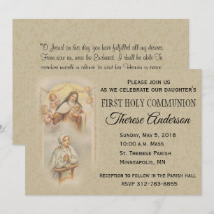 St. Therese First Heliga Communion-inbjudningar Inbjudningar