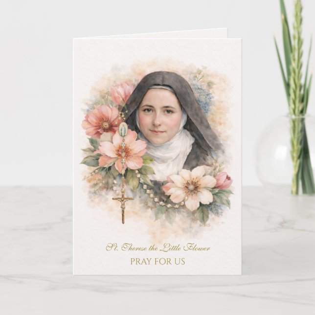 St. Thérèse Heliga Rosenkrans "Allt är nåd" Kort (Framsida)