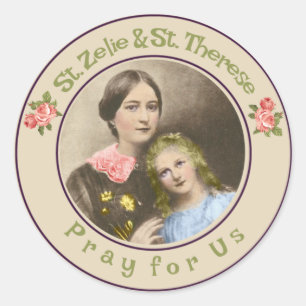 St. Therese & henne morSt. Zelie Martin Runt Klistermärke