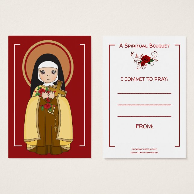 St. Therese Jesus Andlig Bouquet Prayer Rosor Visitkort (Framsida & baksida)