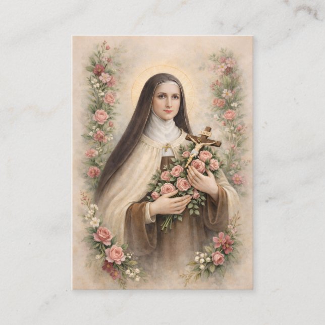 St. Therese Jesus Korsfästa Novena Heliga Kortet Visitkort (Framsida)