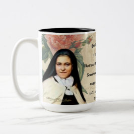 St. Therese Jesus Prayer Vintage Catholic Collage Två-Tonad Mugg