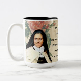 St. Therese Jesus Prayer Vintage Catholic Collage Två-Tonad Mugg